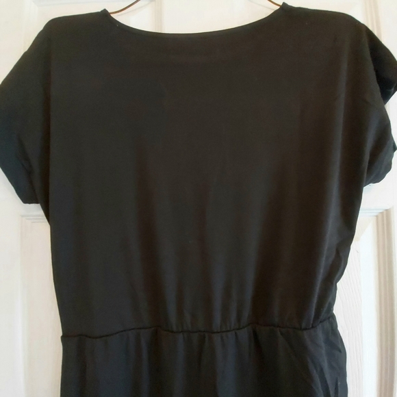069. Black Side Shirring Short Sleeve Mini Dress Size S - Picture 9 of 13